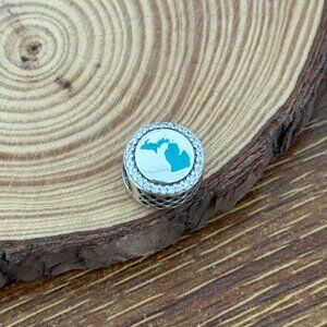 Pandora Michigan Map Bead S925 Silver Charm